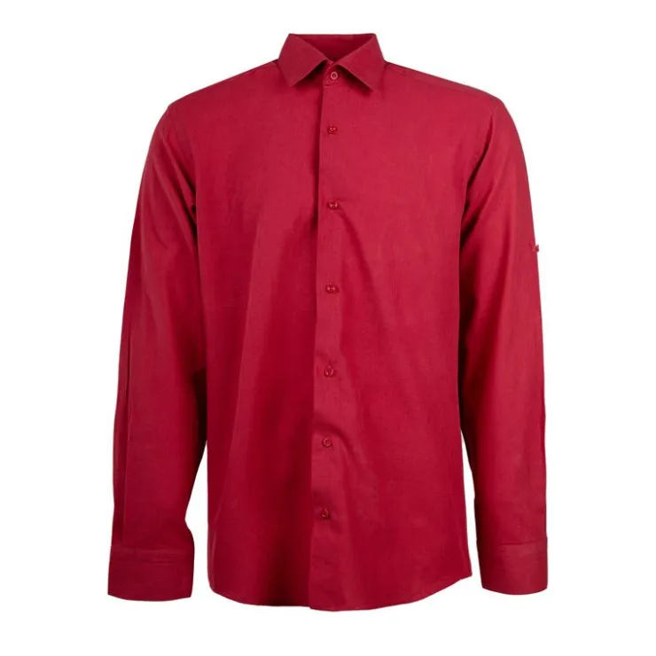 BILL TORNADE Chemise unie regular fit coton aspect lin Homme BORDEAUX Best