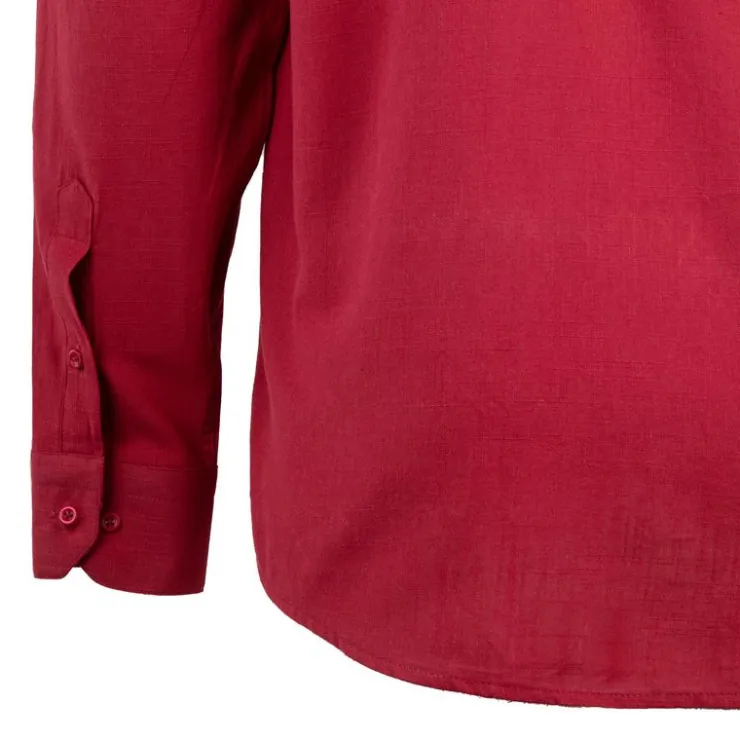 BILL TORNADE Chemise unie regular fit coton aspect lin Homme BORDEAUX Best