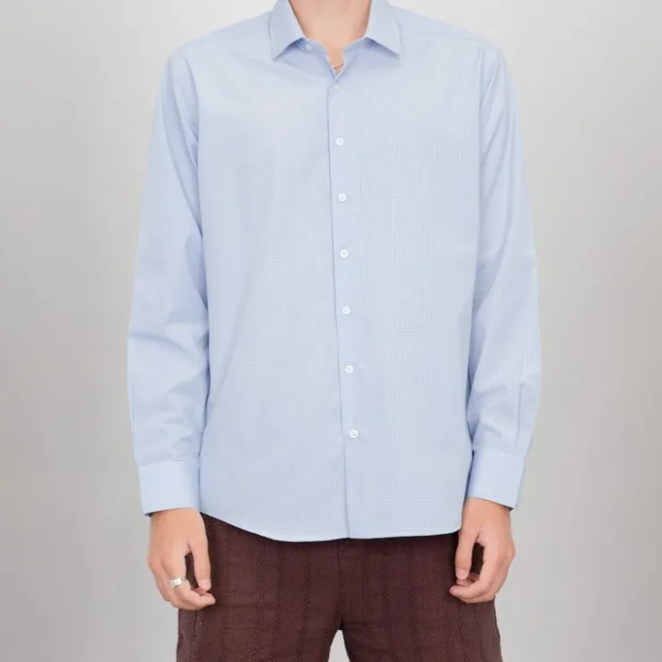 BILL TORNADE Chemise vichy clair coton Homme BLEU Sale