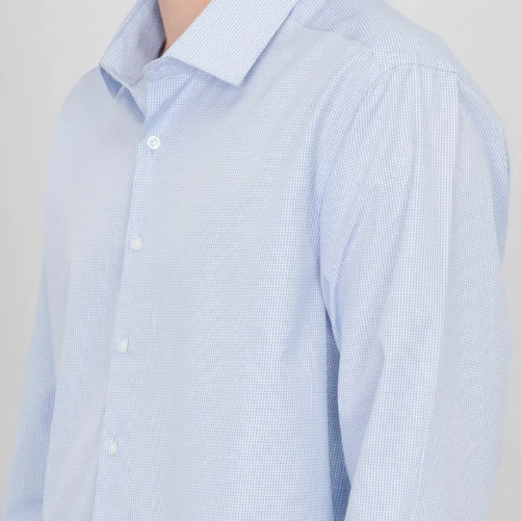 BILL TORNADE Chemise vichy clair coton Homme BLEU Sale