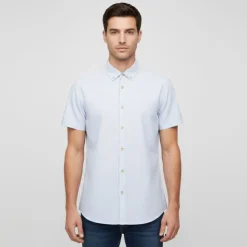 JACK & JONES Chemisette à rayures summer coton Homme BLEU CLAIR Clearance