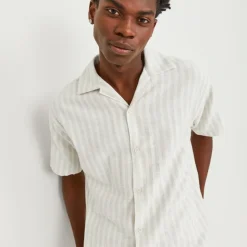 JACK & JONES Chemisette cabana à rayures tissu sergé Homme BEIGE Sale