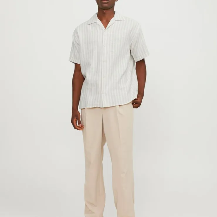 JACK & JONES Chemisette cabana à rayures tissu sergé Homme BEIGE Sale