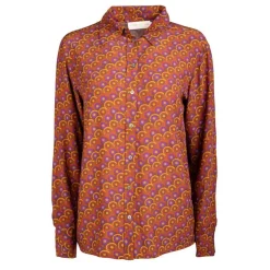 LA PETITE ETOILE Chemisier imprimé retro orange et violet esmael Femme MARRON New