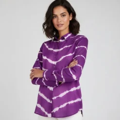 LA PETITE ETOILE Chemisier manches longues tie and dye theorine en coton Femme VIOLET Clearance