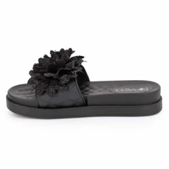 LOVETT Claquette avec fleur sur le dessus Femme NOIR Online