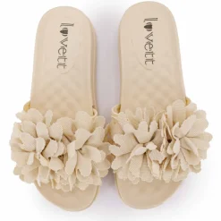 LOVETT Claquette avec fleur sur le dessus Femme BEIGE Hot