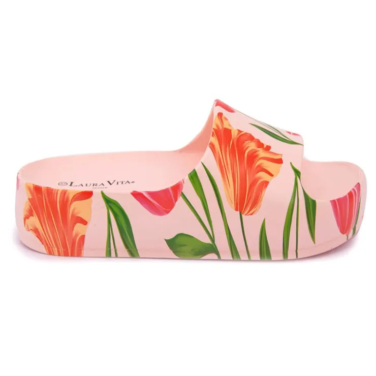 LAURA VITA Claquette semelle épaisse tulipe Femme ORANGE CLAIR Hot