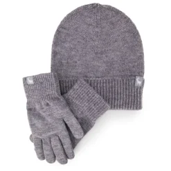 LA CASA DEL CACHEMIRE Coffret bonnet + gant assortis Femme GRIS New
