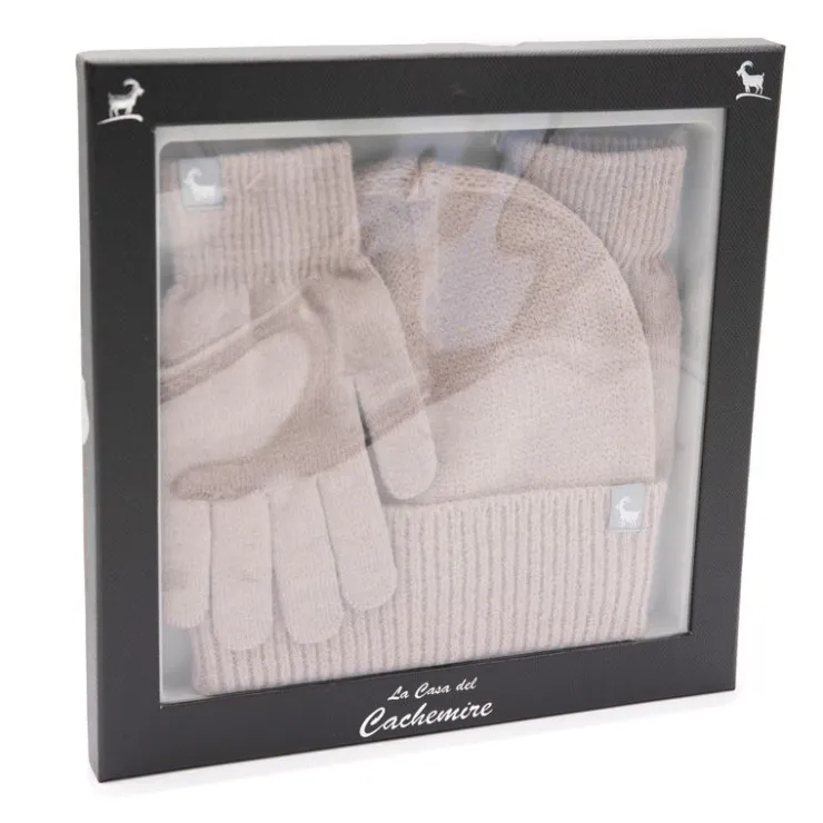 LA CASA DEL CACHEMIRE Coffret bonnet + gant assortis Femme BEIGE Discount