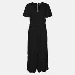 VERO MODA Combinaison manches courtes col en v avec ceinture Femme NOIR Best