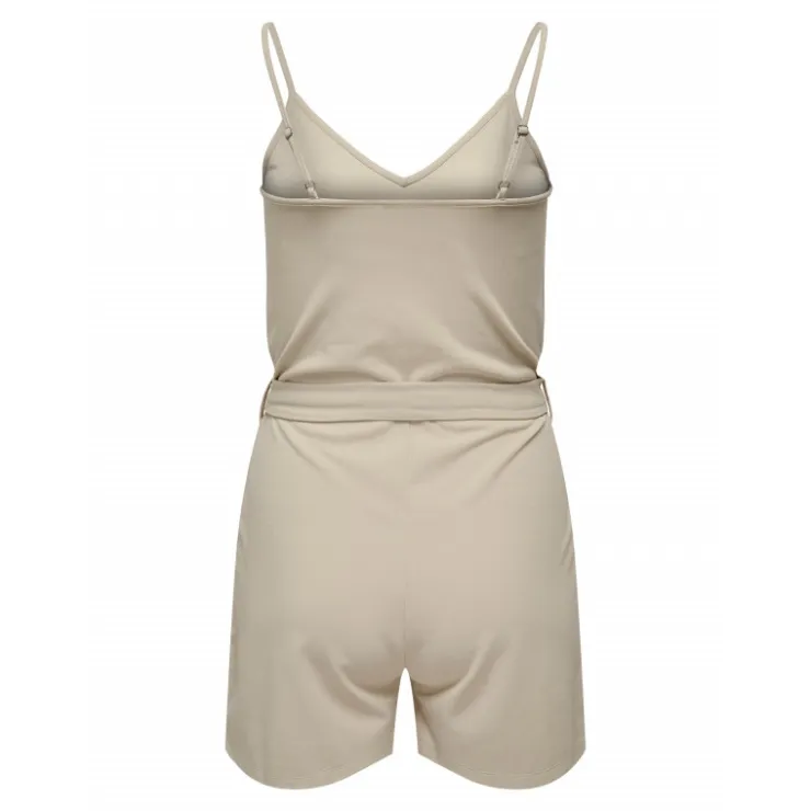 JDY Combishort col v bretelles réglables ceinture uni Femme BEIGE Discount