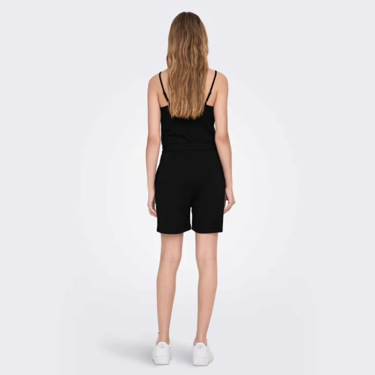 JDY Combishort col v bretelles réglables ceinture uni Femme NOIR Hot