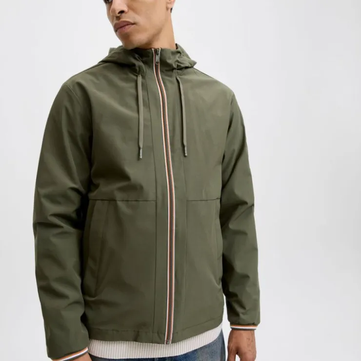 JACK & JONES Coupe-vent Brook avec zip à capuche Homme KAKI