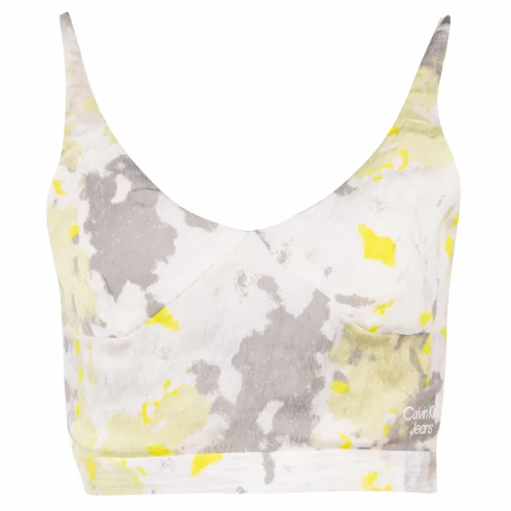 CALVIN KLEIN Crop top bretelles blanc motif fantaisie Femme MULTICOLORE Best