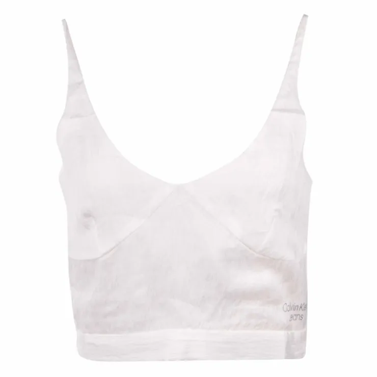 CALVIN KLEIN Crop top bretelles motif Femme BLANC Outlet