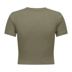 ONLY Crop top manches courtes uni Femme KAKI Hot