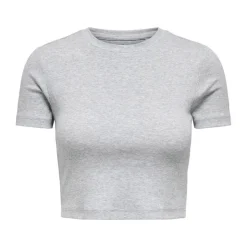 ONLY Crop top manches courtes uni Femme GRIS CLAIR New
