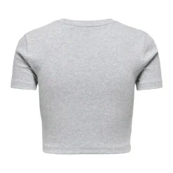 ONLY Crop top manches courtes uni Femme GRIS CLAIR New