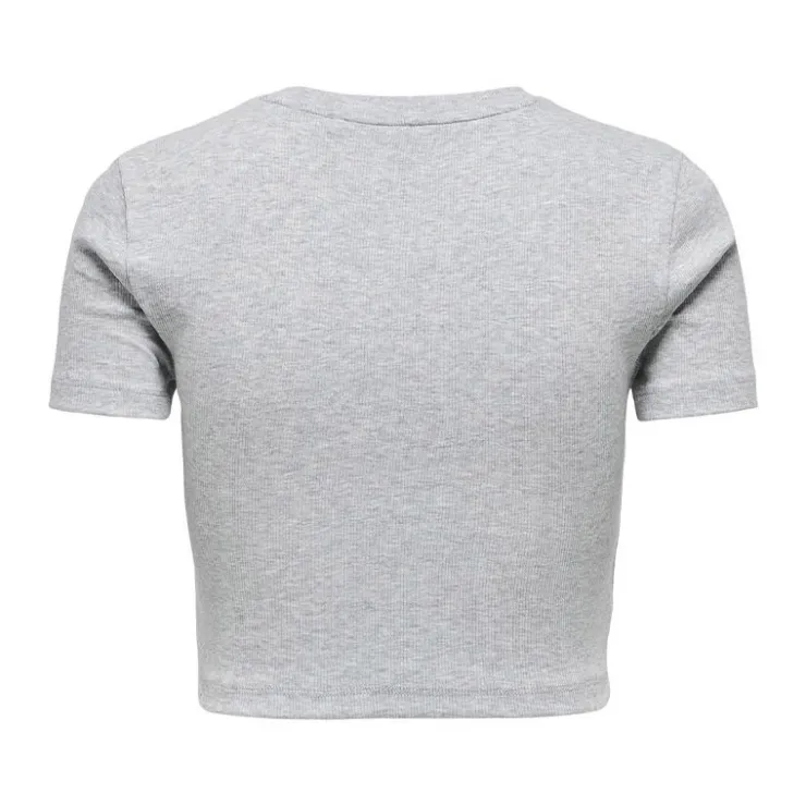 ONLY Crop top manches courtes uni Femme GRIS CLAIR New