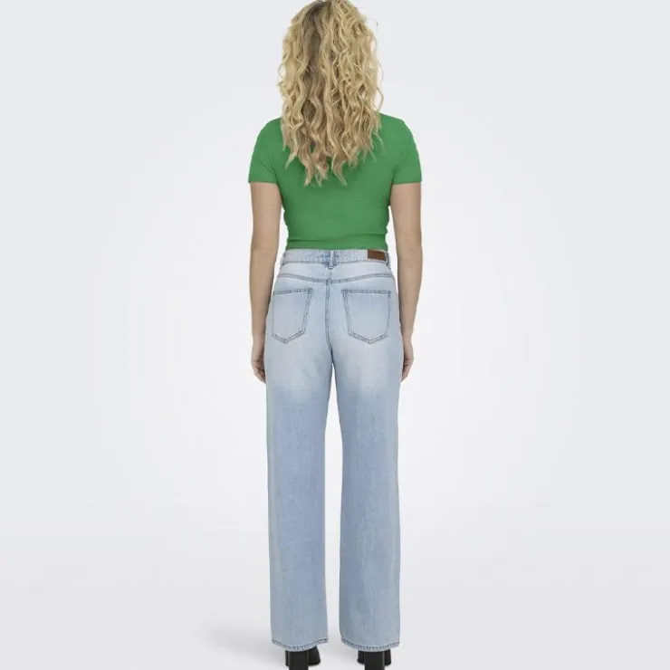 ONLY Crop top manches courtes uni Femme VERT Discount