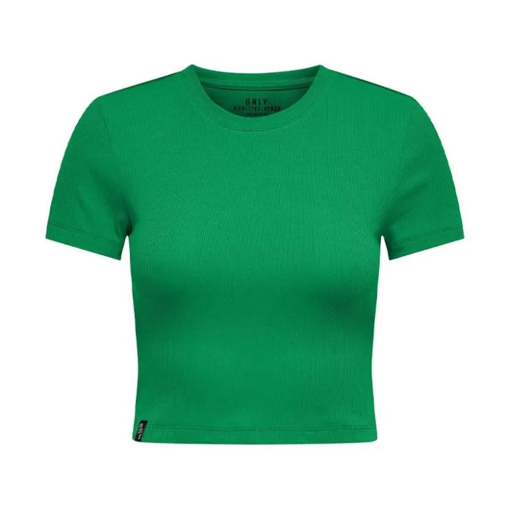ONLY Crop top manches courtes uni Femme VERT Discount