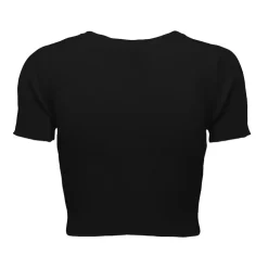 JDY Crop top moulant manches courtes Femme NOIR