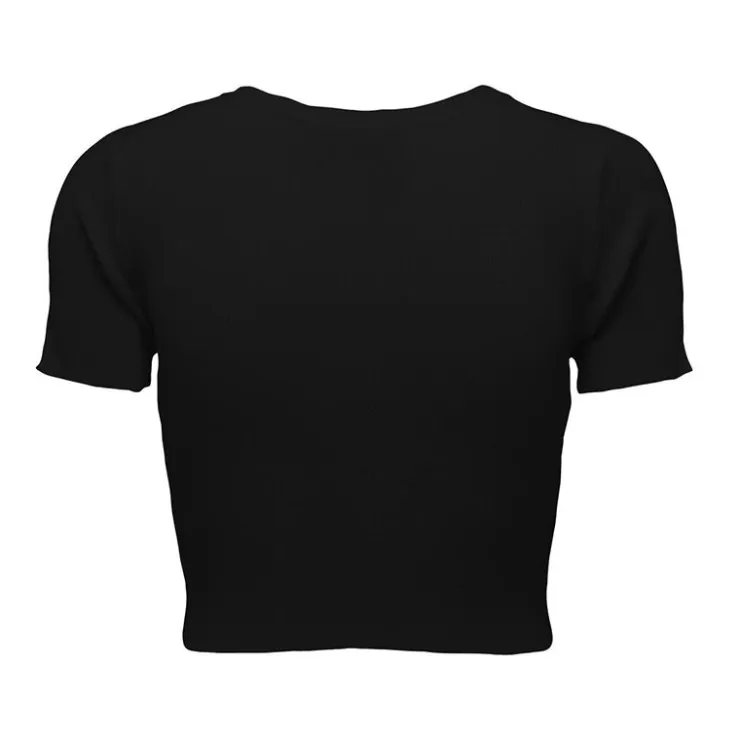 JDY Crop top moulant manches courtes Femme NOIR