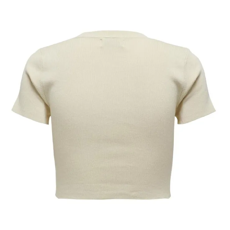 JDY Crop top moulant manches courtes Femme BLANC ECRU Outlet