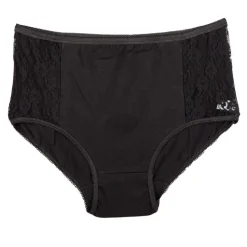 LINGERIE AU FEMININ Culotte coupe midi côté dentelle Femme NOIR Best