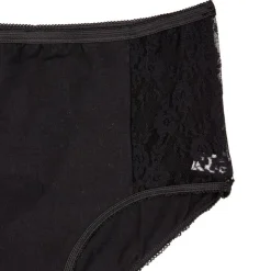 LINGERIE AU FEMININ Culotte coupe midi côté dentelle Femme NOIR Best