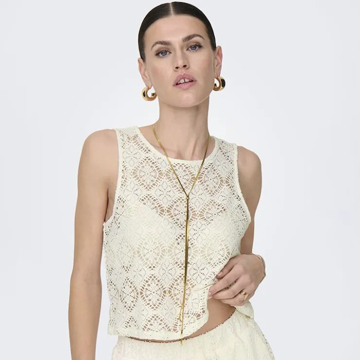 JDY Débardeur à dentelle eva col rond regular Femme BLANC ECRU Discount