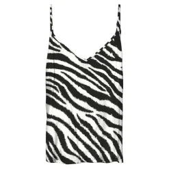VERO MODA Débardeur col V à motif zèbre avec fines bretelles Femme NOIR Clearance
