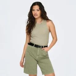 ONLY Débardeur côtelé Idole basique Femme VERT CLAIR Outlet