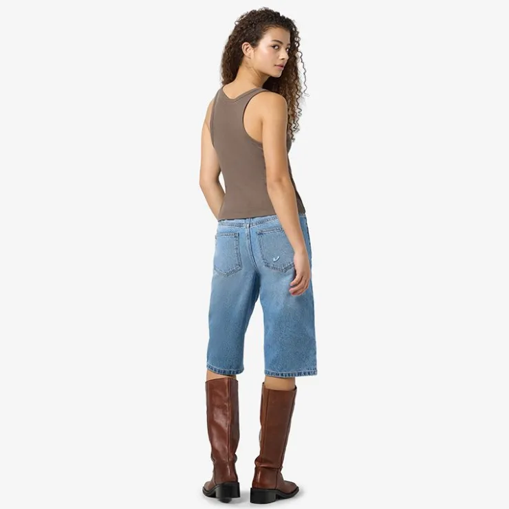 NOISY MAY Débardeur judy col rond logo brodé Femme MARRON New