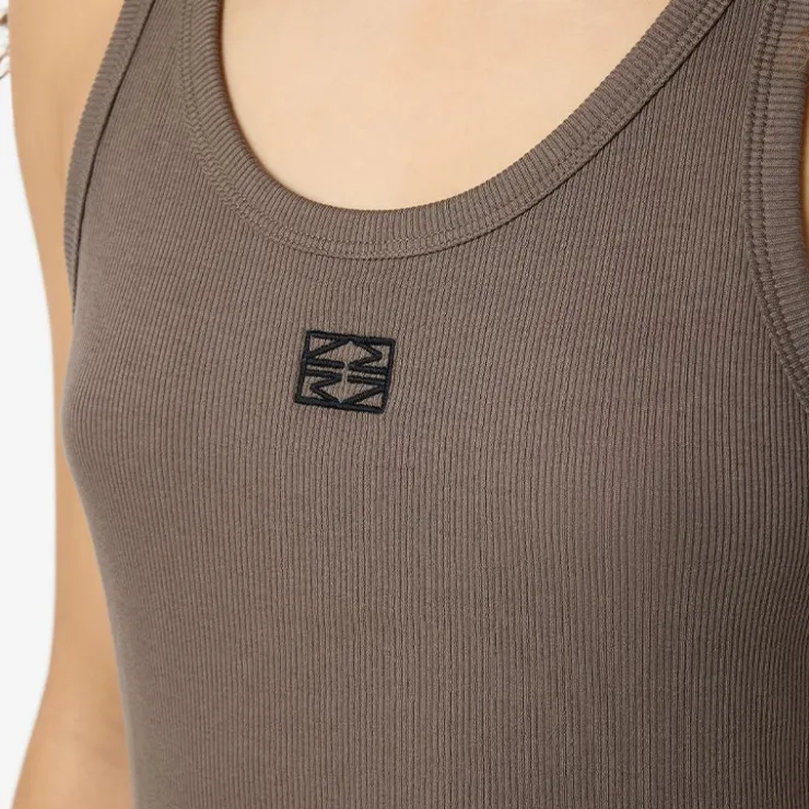 NOISY MAY Débardeur judy col rond logo brodé Femme MARRON New