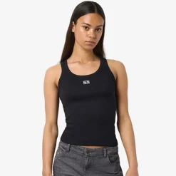 NOISY MAY Débardeur judy col rond logo brodé Femme NOIR Outlet