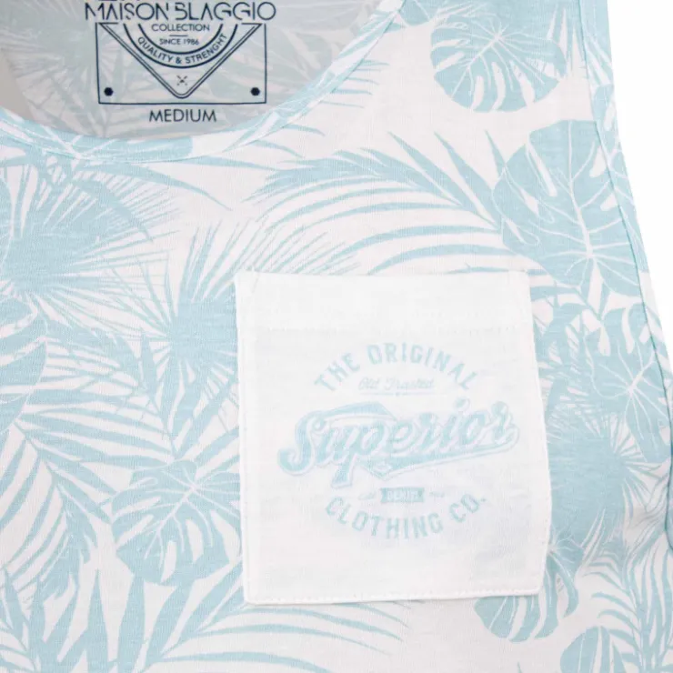 BLAGGIO Debardeur imprime Monro Homme BLEU CLAIR New