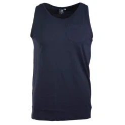 BLAGGIO Debardeur slub uni avec poche malabar Homme BLEU FONCE Discount