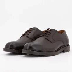 ELWIN Derbies à lacets basses cuir lisse Homme MARRON Sale