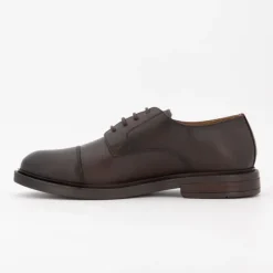 ELWIN Derbies cuir à lacets avec surpiqures Homme MARRON Discount