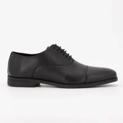ELWIN Derbies cuir lisse à lacets couleur unie Homme NOIR Clearance
