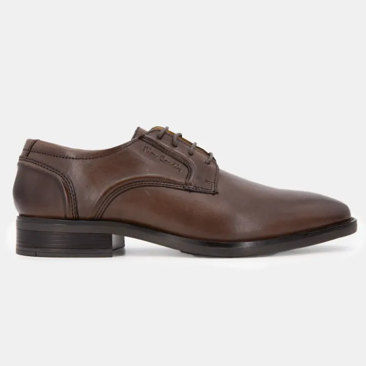 PIERRE CARDIN Derbies cuir lisse marron foncé à lacets fins Homme MARRON FONCE Online
