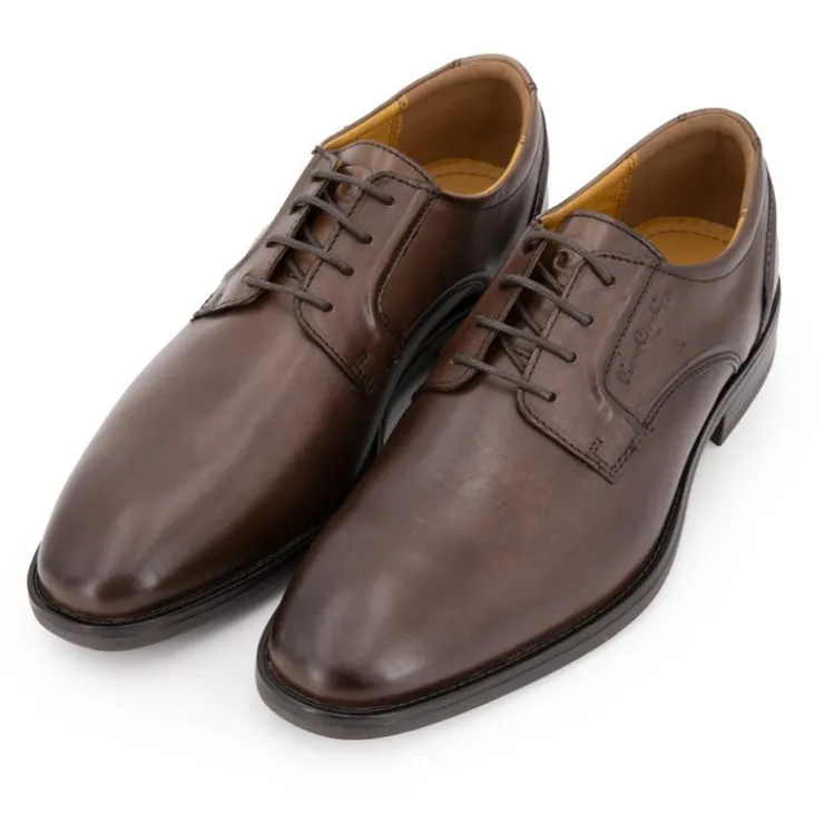 PIERRE CARDIN Derbies cuir lisse marron foncé à lacets fins Homme MARRON FONCE Online