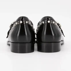 SCOTCH AND SODA Derbies es cuir à clous avec boucle à strass Femme NOIR