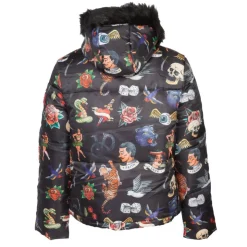 VON DUTCH Doudoune à capuche avec fourrure Femme NOIR Clearance