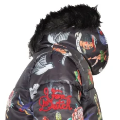 VON DUTCH Doudoune à capuche avec fourrure Femme NOIR Clearance