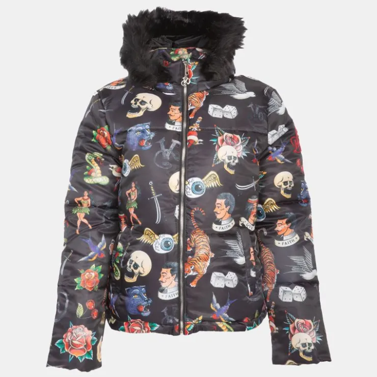 VON DUTCH Doudoune à capuche avec fourrure Femme NOIR Clearance