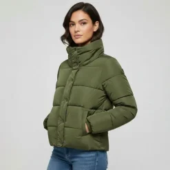 ONLY Doudoune col montant à pressions Femme KAKI Outlet