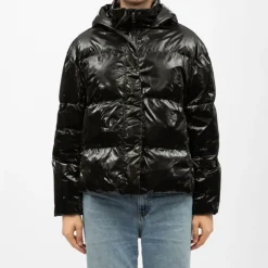 LA PETITE ETOILE Doudoune courte à capuche brillant nelly Femme NOIR Outlet